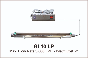 UV System Water Disinfection Systems Model Gl 10 LP with flow rate 2500 LPH with inlet, outlet 3/4 inch