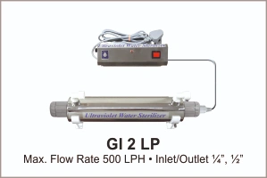 UVSystem Water Disinfection Systems Model Gl 2 LP with flow rate 450 LPH with inlet, outlet 1/2 inch