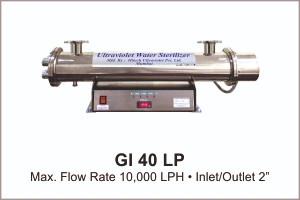 UV System Water Disinfection Systems Model Gl 40 LP with flow rate 9000 LPH with inlet, outlet 1 1/2 inch