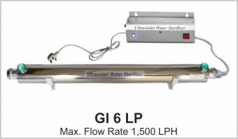 UV System Water Disinfection Systems Model Gl 6 LP with flow rate 1350 LPH with inlet, outlet 1/2 inch