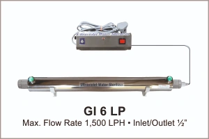 UV System Water Disinfection Systems Model Gl 6 LP with flow rate 1350 LPH with inlet, outlet 1/2 inch