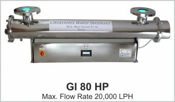 UV System Water Disinfection Systems Model Gl 80 LP with flow rate 2000 LPH with inlet, outlet 2 inch