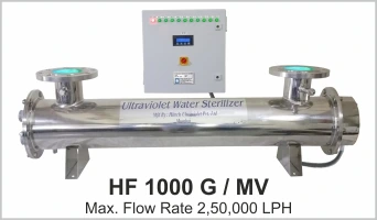 UV System Water Disinfection Systems Model HF 1000 G with flow rate 250000 LPH with inlet, outlet 8 inch