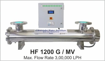 UV System Water Disinfection Systems Model HF 1200 G with flow rate 300000 LPH with inlet, outlet 8 inch