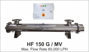 UV System Water Disinfection Systems Model HF 150 G with flow rate 35000 LPH with inlet, outlet 4 inch