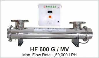 UV System Water Disinfection Systems Model HF 600 G with flow rate 150000 LPH with inlet, outlet 6 inch