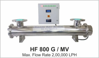 UV System Water Disinfection Systems Model HF 800 G with flow rate 200000 LPH with inlet, outlet 6 inch